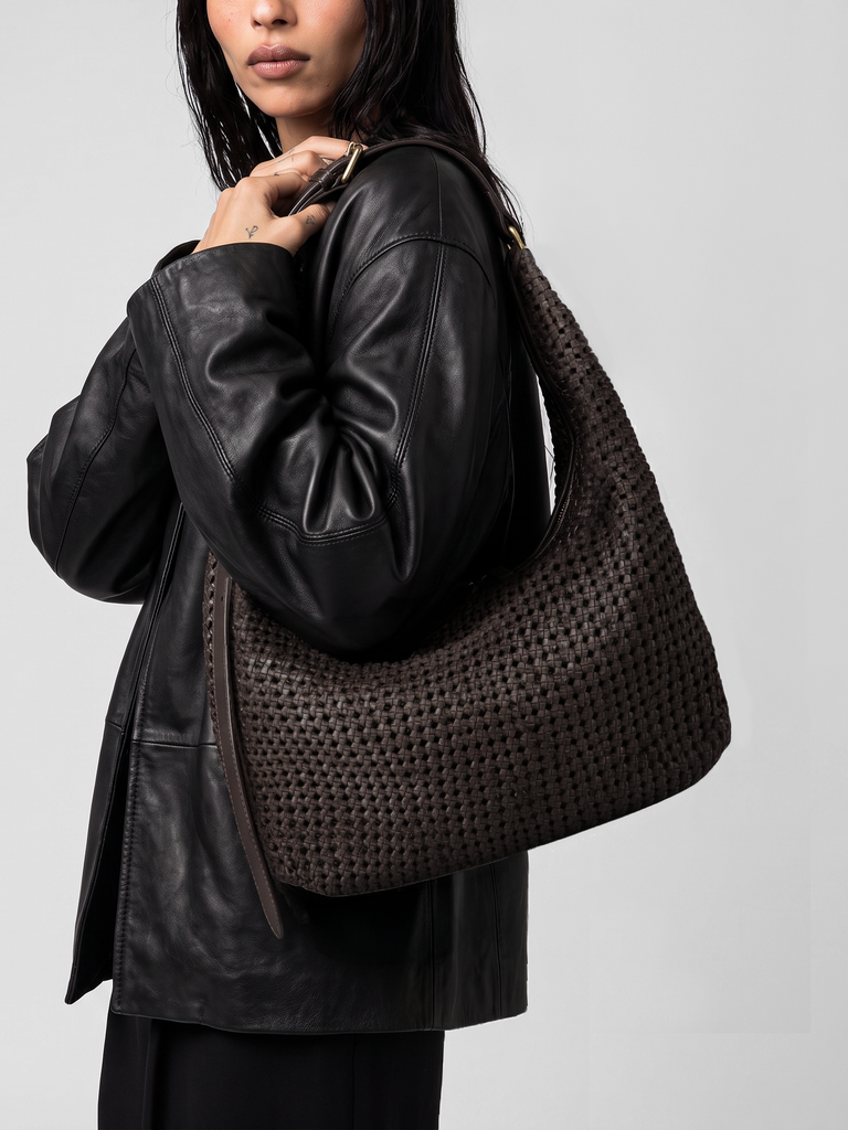 VICKY 002 - Brown Leather Shoulder Bag-hover