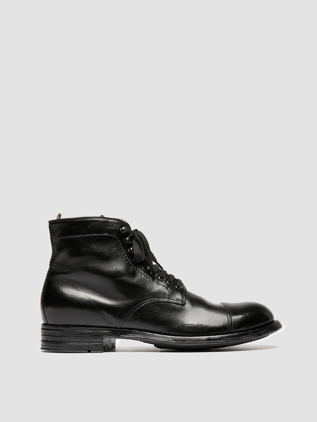 ADMIRAL 010 - Black Leather Lace-up Boots