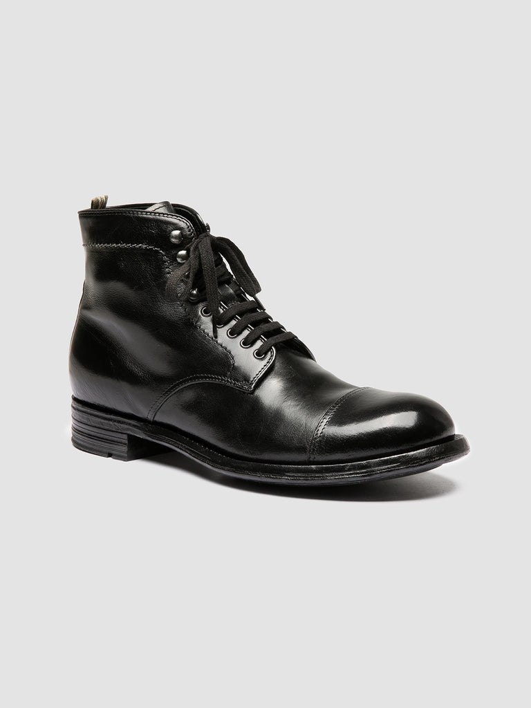 ADMIRAL 010 - Black Leather Lace-up Boots