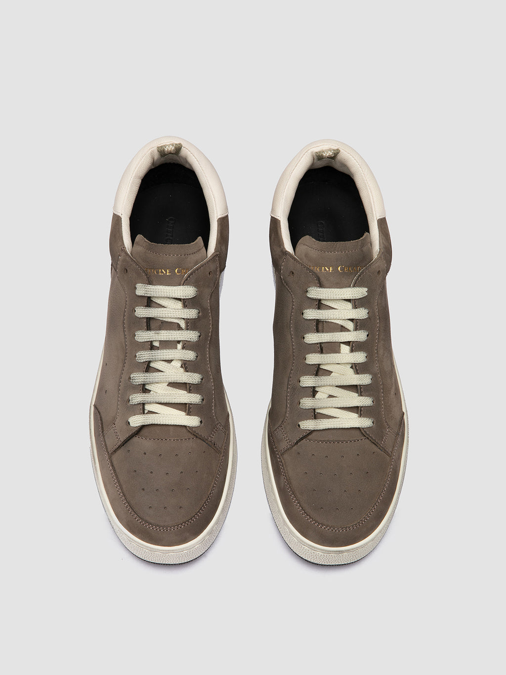 THE ANSWER 002 - Taupefarbene Sneakers aus Leder und Wildleder - image 2,side view