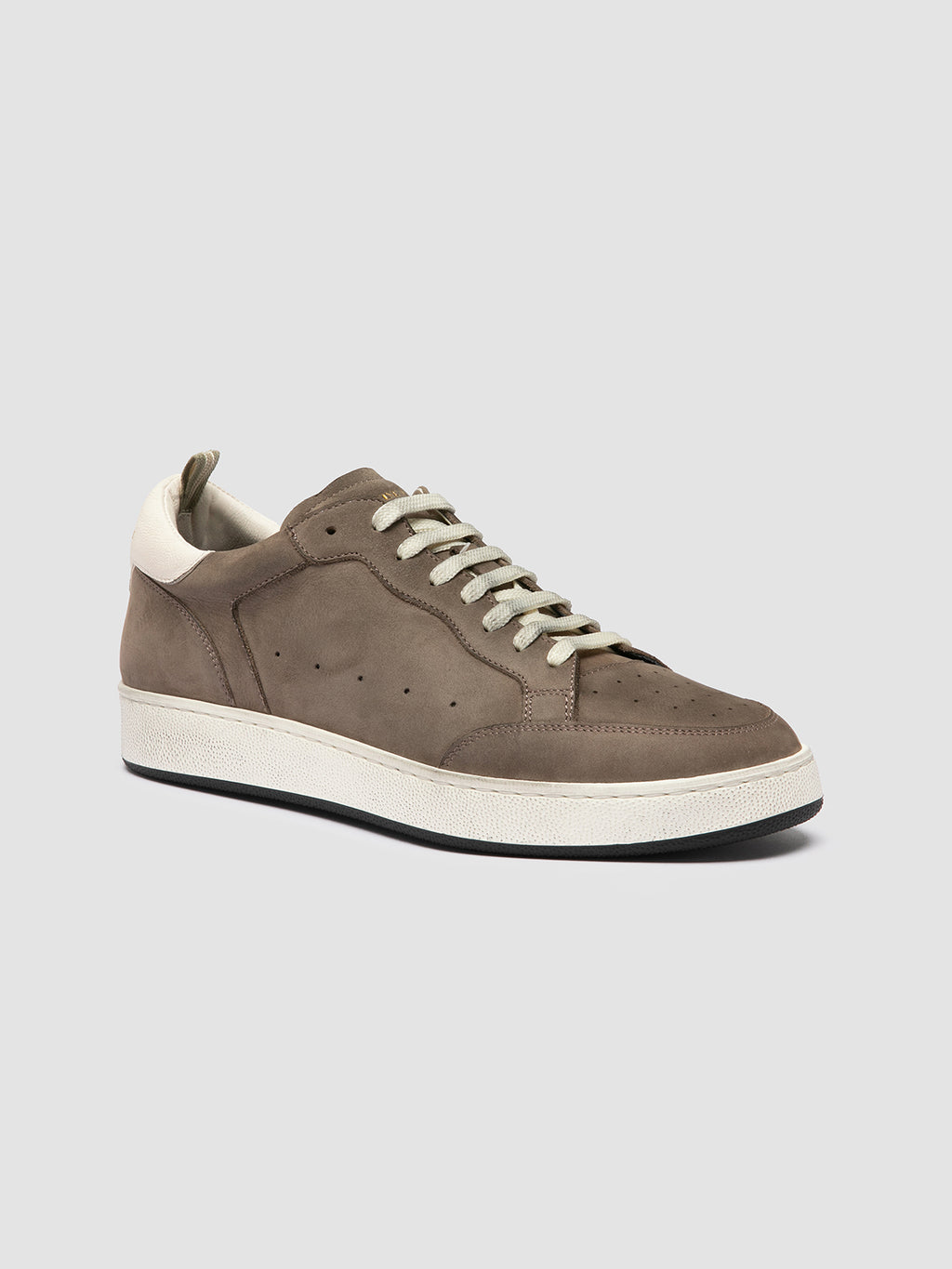 THE ANSWER 002 - Taupefarbene Sneakers aus Leder und Wildleder - image 3,side view
