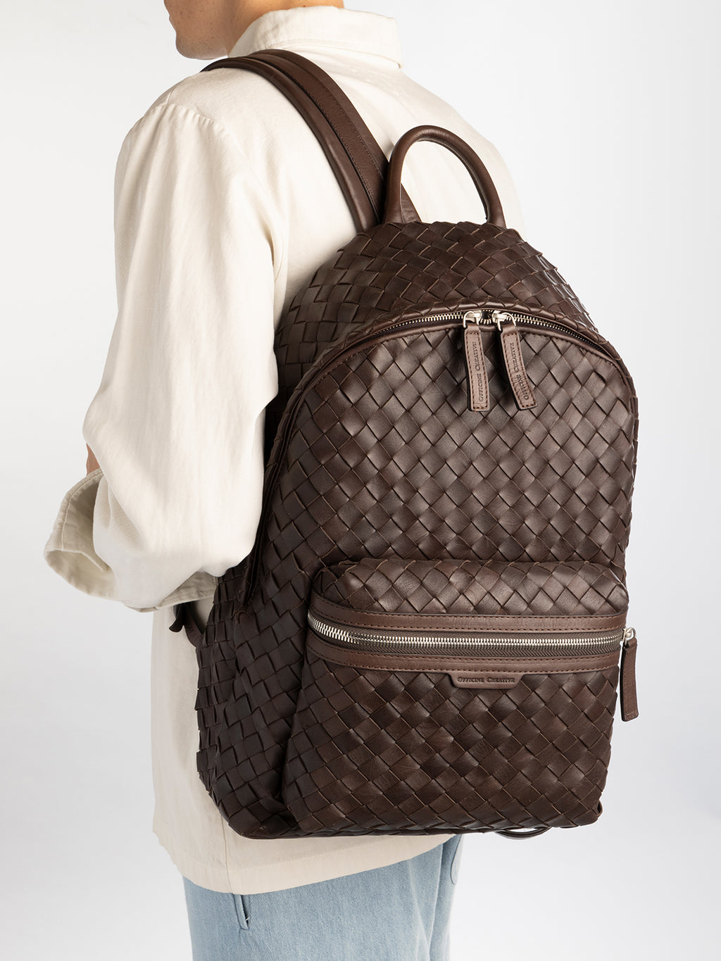 ARMOR 04 - Brown Woven Leather Backpack Officine Creative - 5