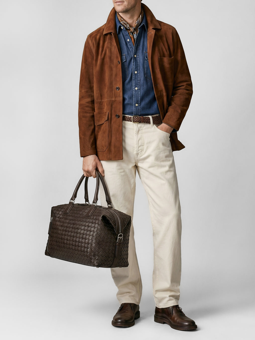 ARMOR 019 - Brown Leather Travel Bag - image 2,side view