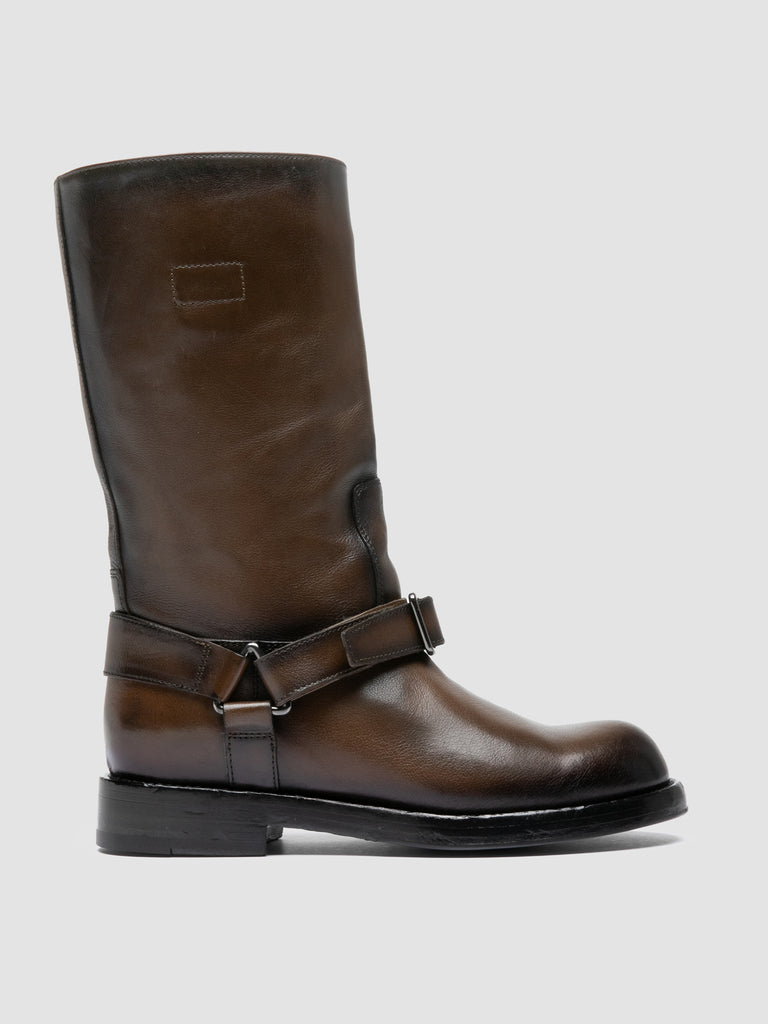 BERYL 010 - Green Leather Pull-On Boots