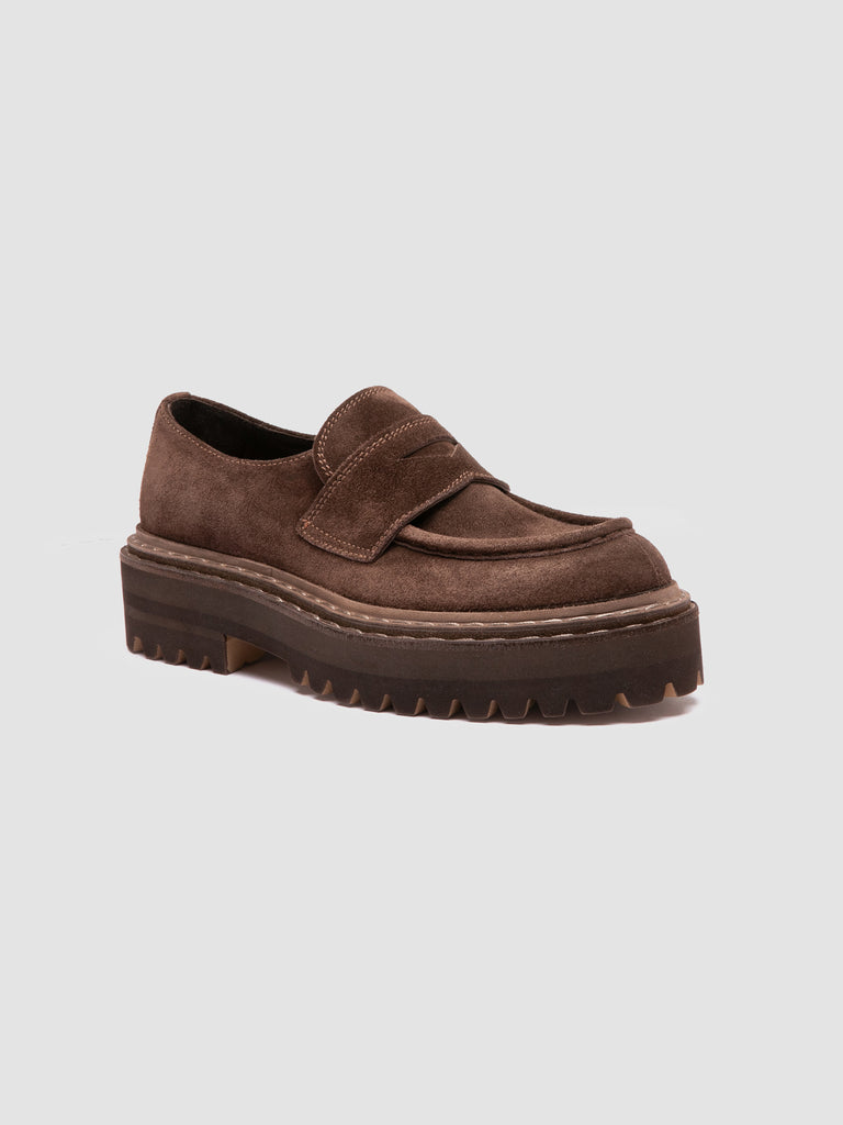 BLOSSOM 015 - Brown Suede Penny Loafers