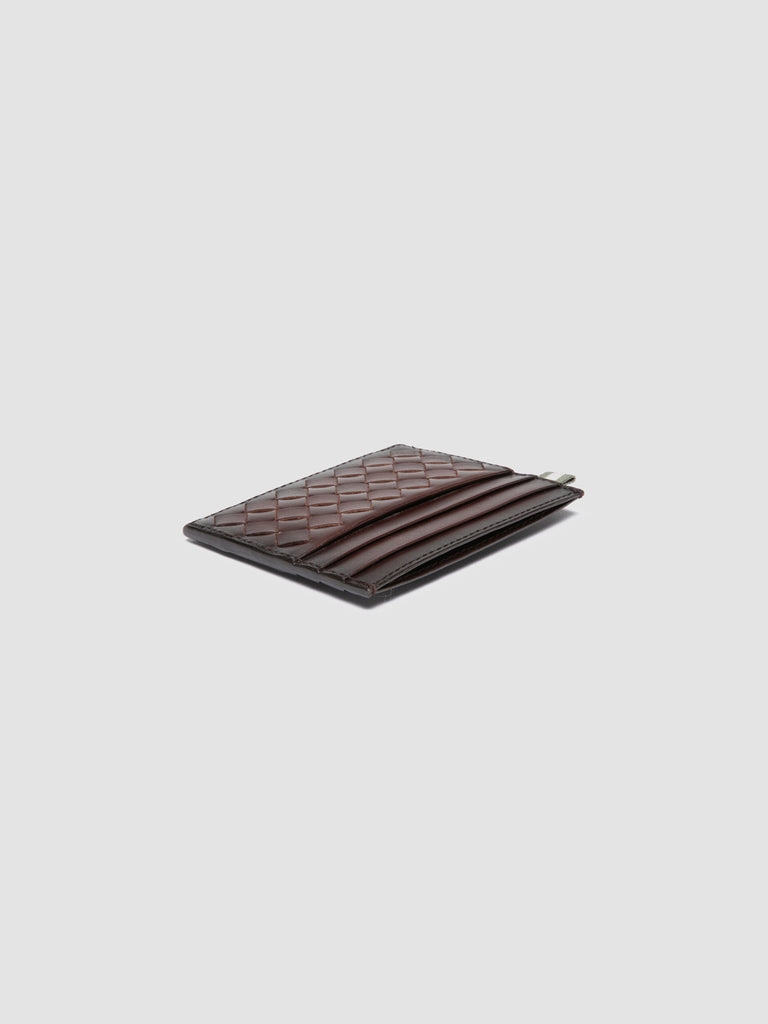 BOUDIN 122 - Brown Woven Leather Card Holder
