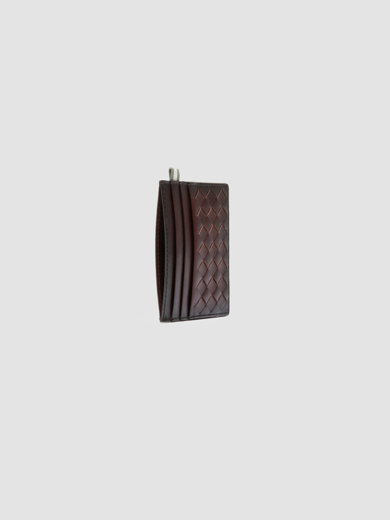 BOUDIN 122 - Brown Woven Leather Card Holder