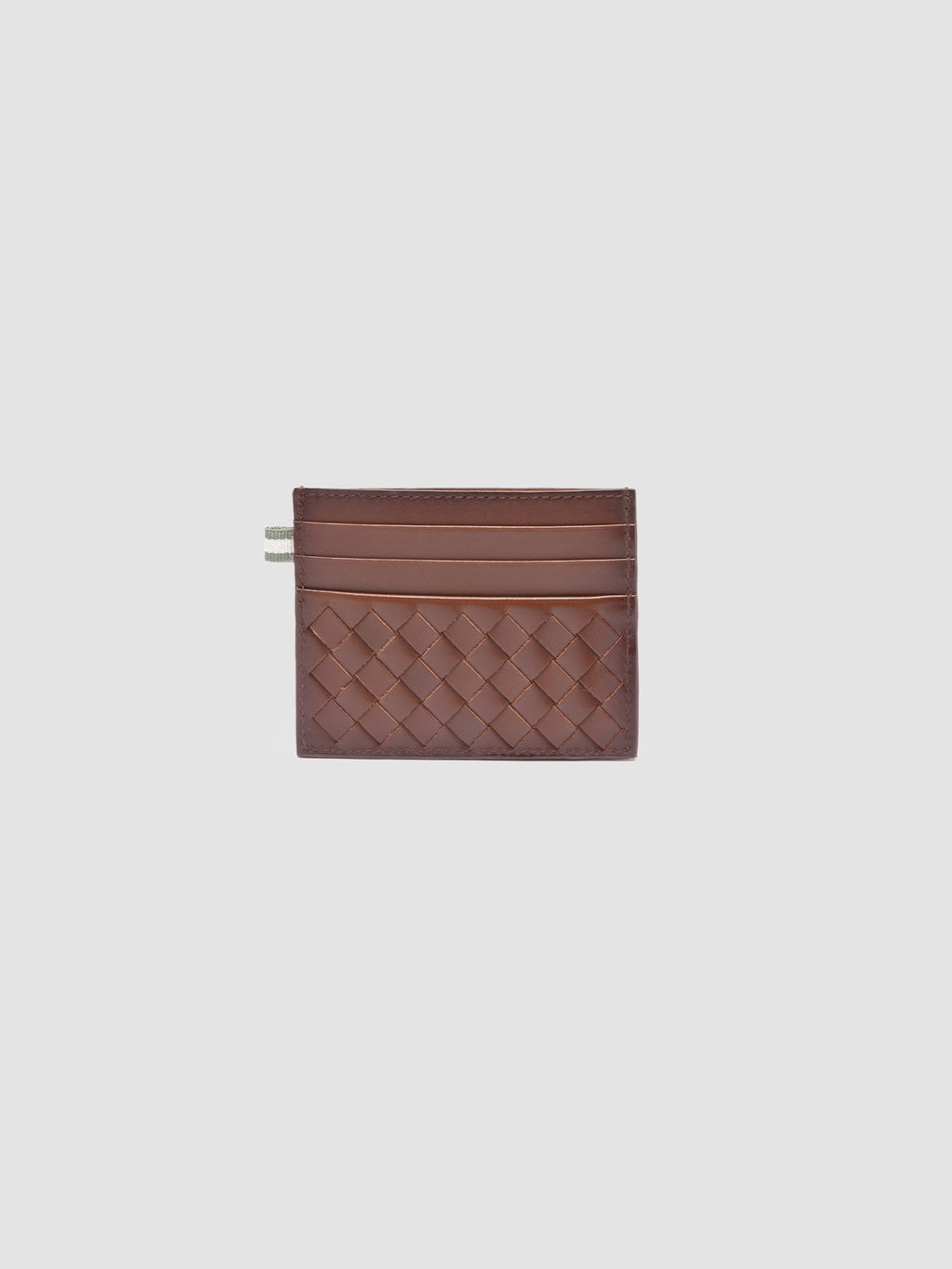 BOUDIN 122 - Brown Woven Leather Card Holder - image 2,side view