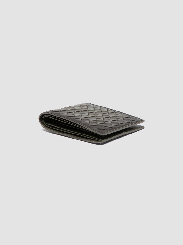 BOUDIN 123 - Green Woven Leather Bifold Wallet Officine Creative - 3