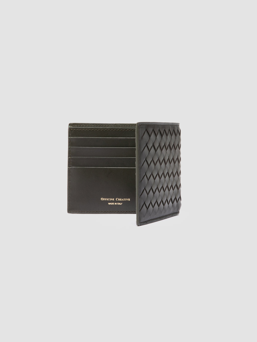 BOUDIN 123 - Green Woven Leather Bifold Wallet Officine Creative - 4