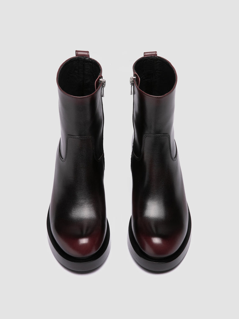 BRETT 005 - Burgundy Leather Zipped Boots