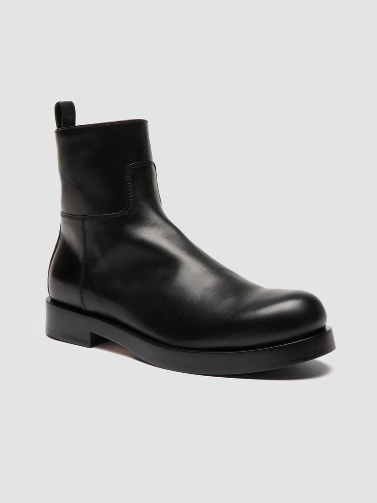BULLA 003 - Black Leather Zipped Boots