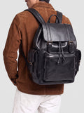 BOSTONIAN 003 - Schwarzer Lederrucksack - thumb image 2,side view