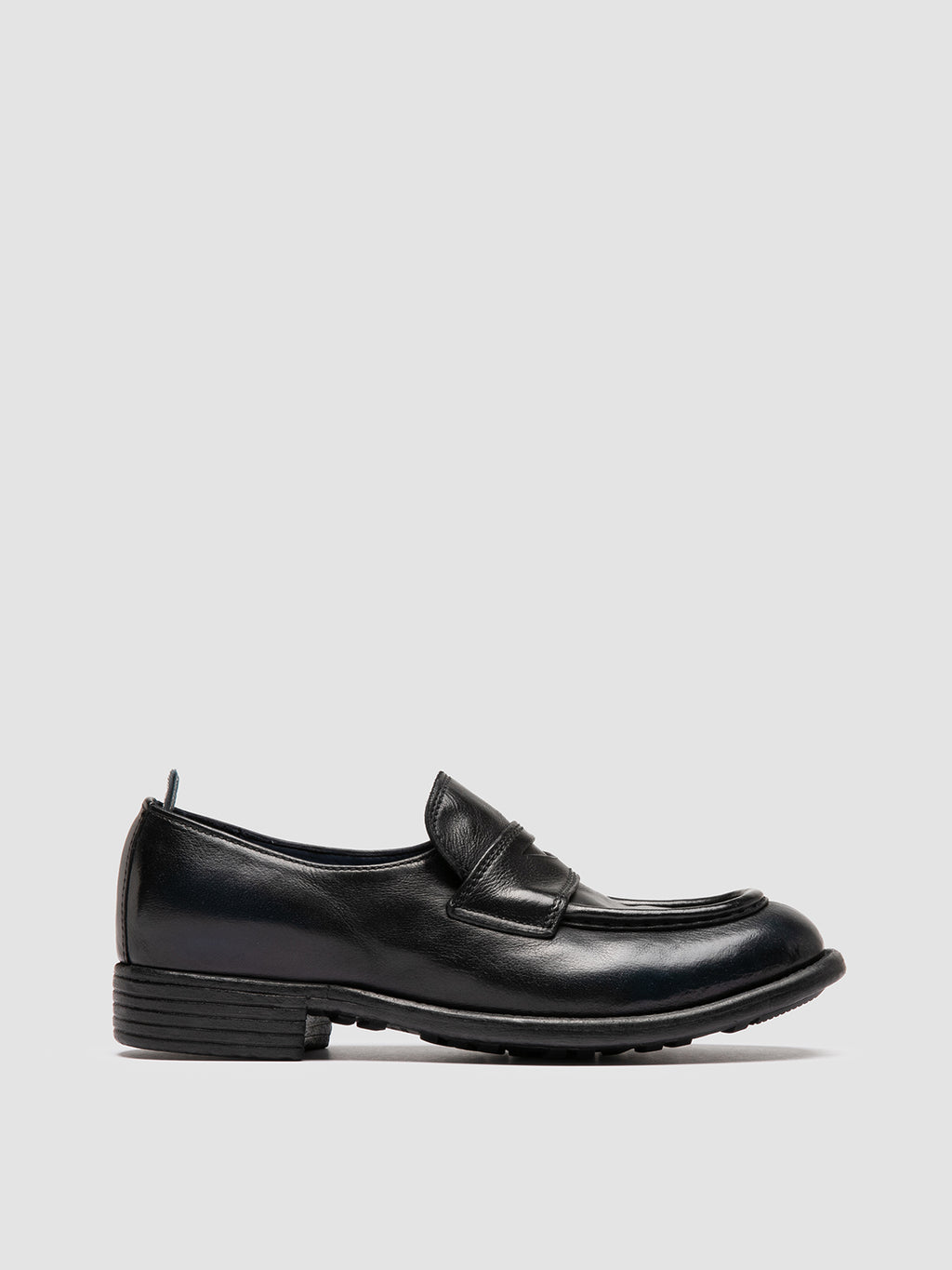 CALIXTE 020 - Navy Leather Penny Loafers