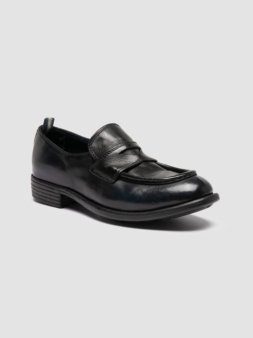 CALIXTE 020 - Navy Leather Penny Loafers