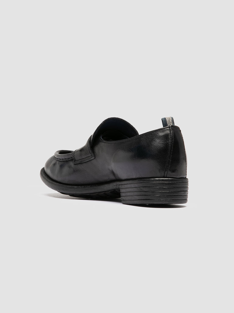 CALIXTE 020 - Navy Leather Penny Loafers