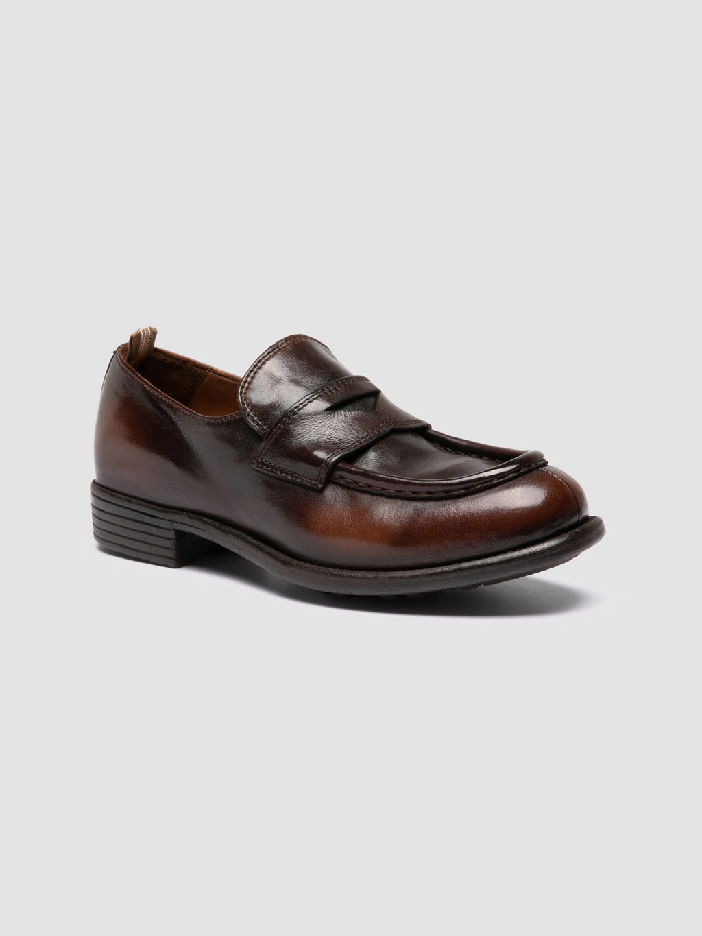 CALIXTE 020 - Brown Leather Penny Loafers