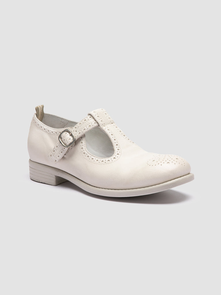 CALIXTE 080 - Off White Leather T-Bar Shoes