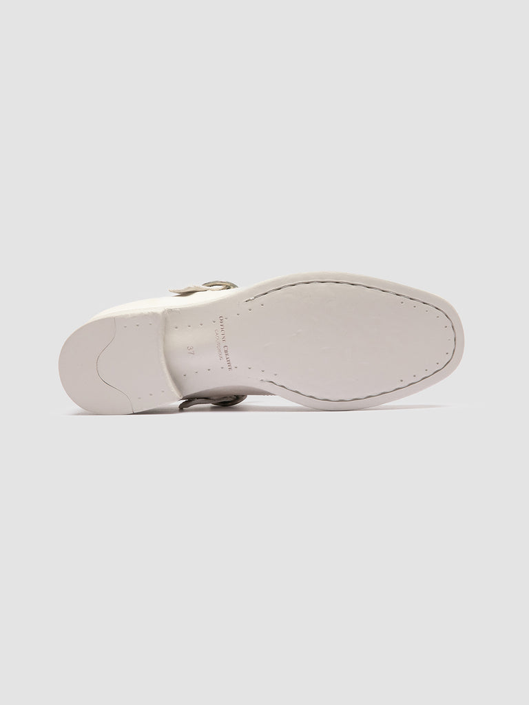 CALIXTE 080 - Off White Leather T-Bar Shoes