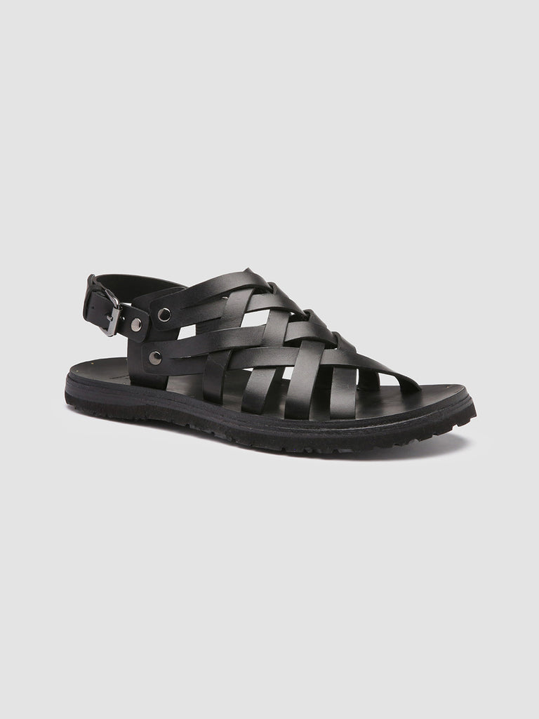 CHIOS 006 - Black Leather Fisherman Sandals