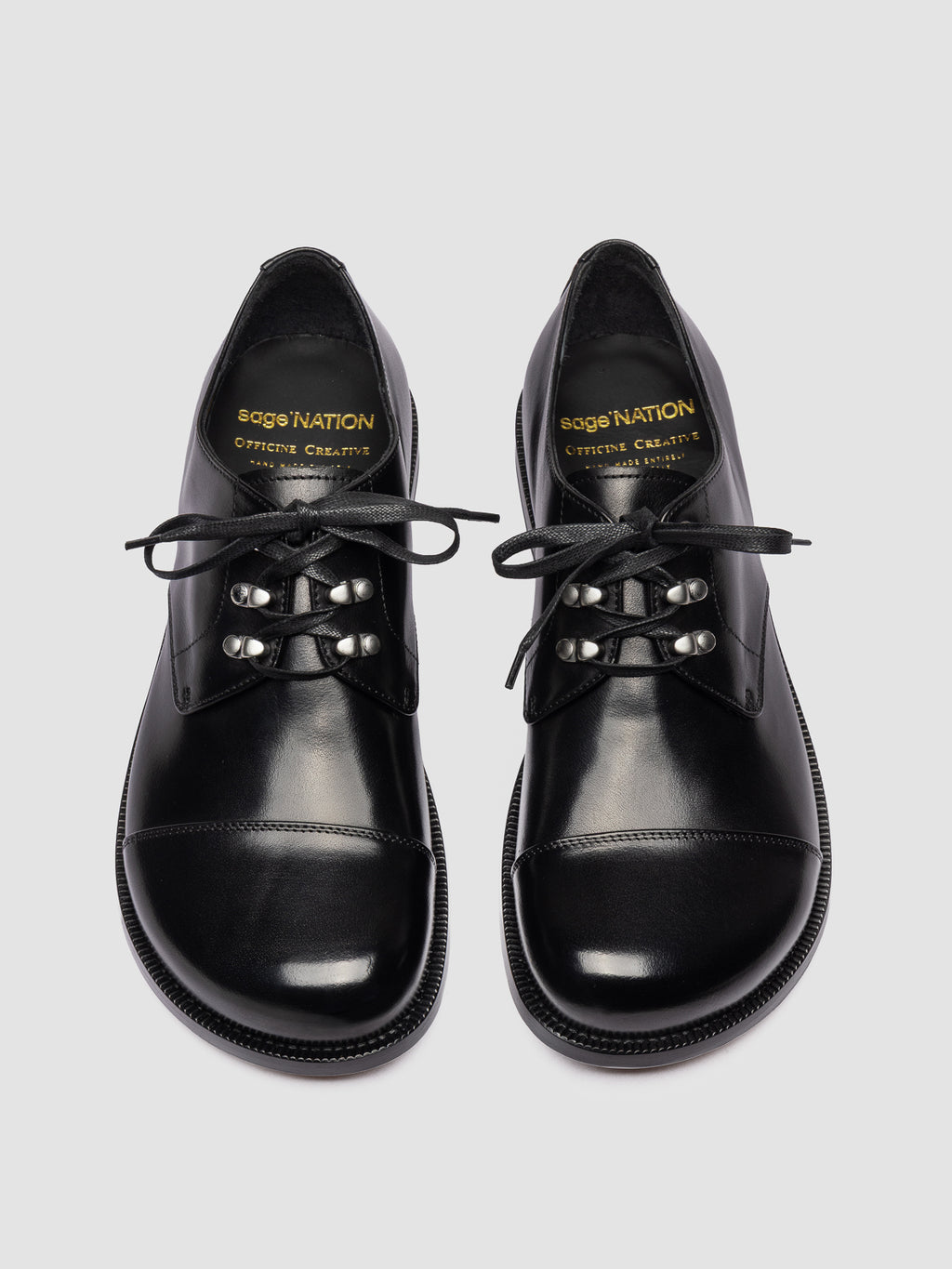 GEMSTONE 001 - Black Leather Derby Shoes - image 2,side view