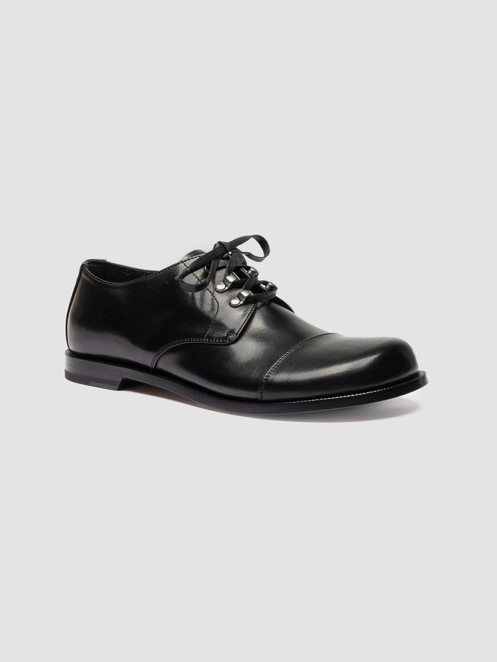 GEMSTONE 001 - Black Leather Derby Shoes - image 3,side view