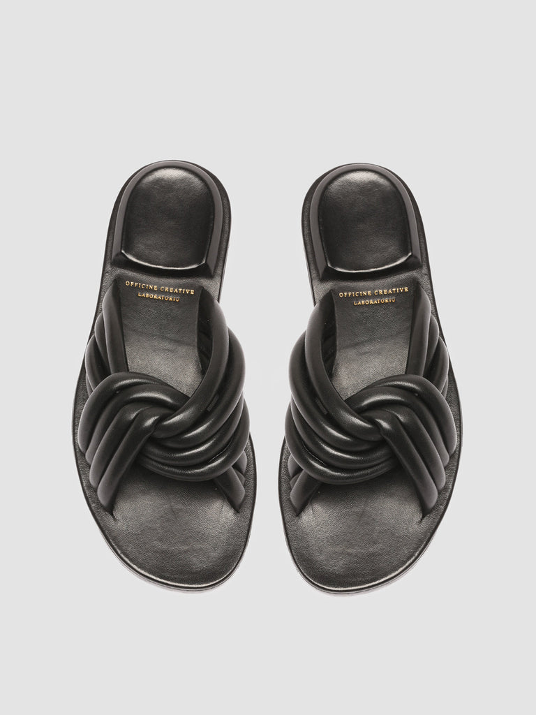CYBILLE 004 - Black Leather Slide Sandals