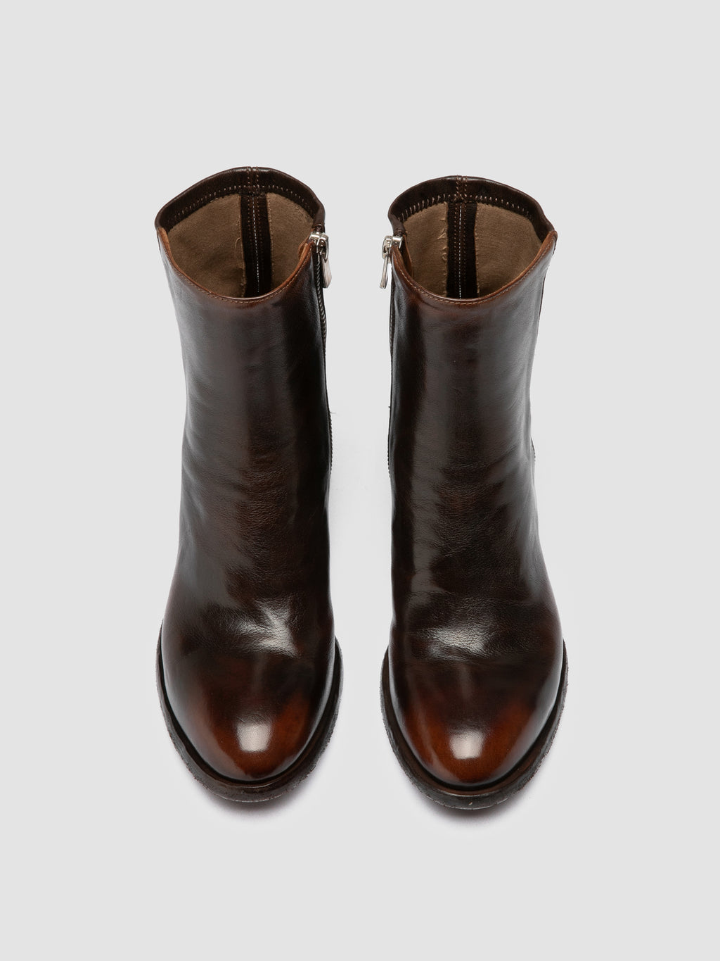 DENNER 127 - Brown Leather Zipped Boots