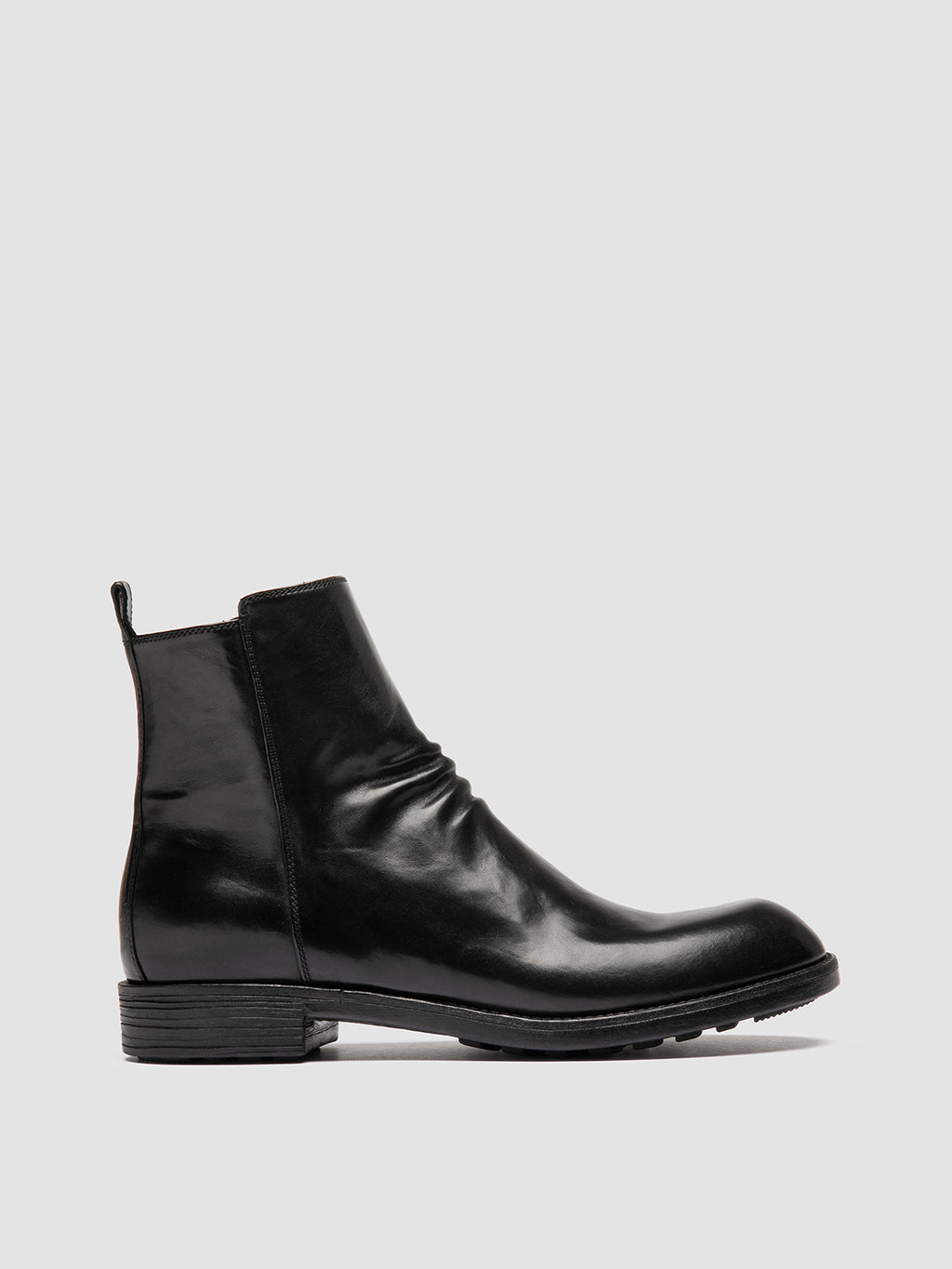 DIARY 008 - Schwarze Lederstiefel mit Reißverschluss - image 1,side view