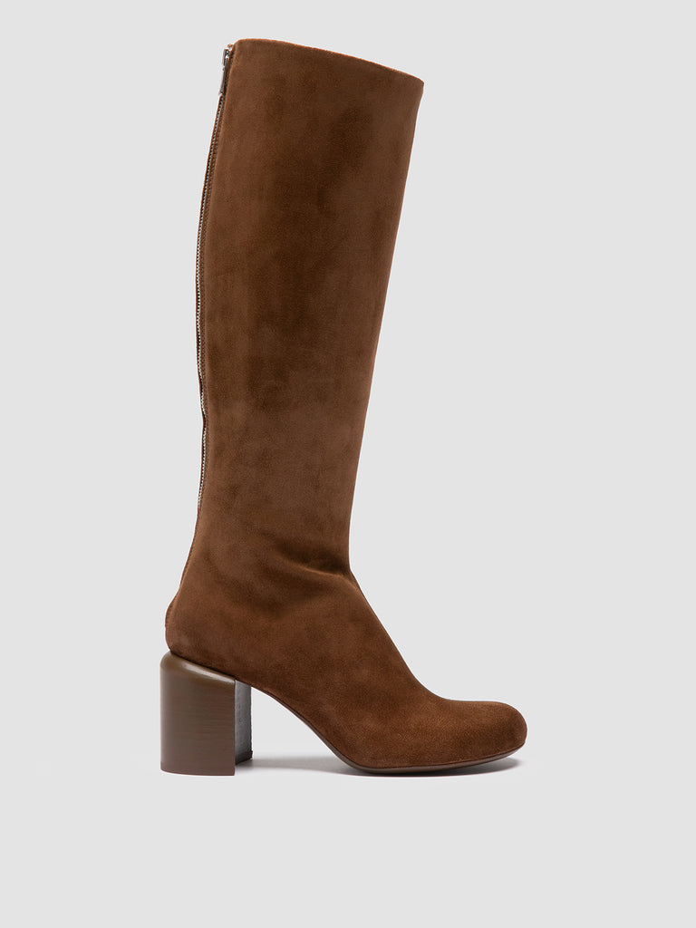 ELINOR 006 - Brown Suede Zipped Boots