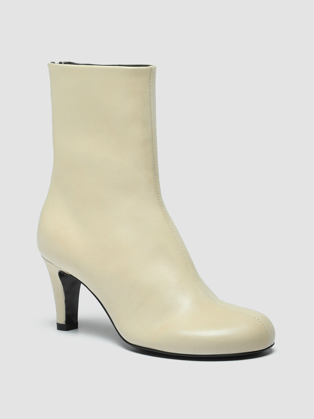 ESME 005 - Ivory Leather Zipped Boots