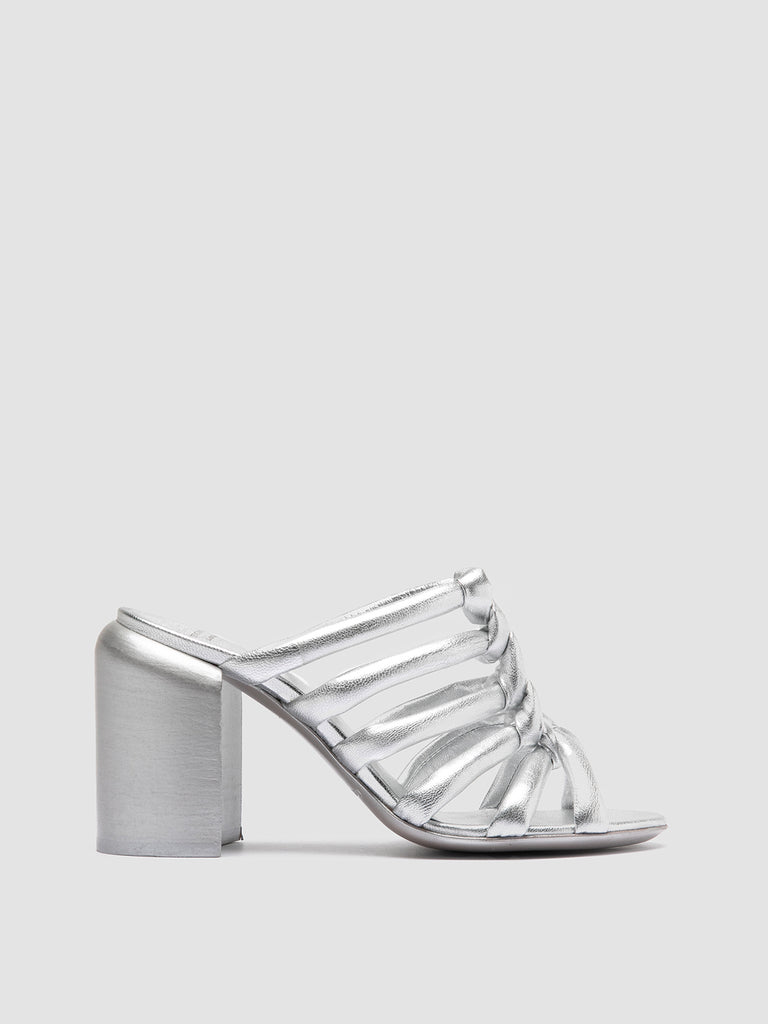 ESTHER 026 - Silver Leather Slide Sandals