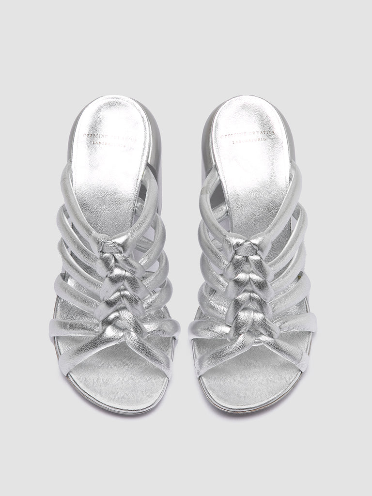 ESTHER 026 - Silver Leather Slide Sandals