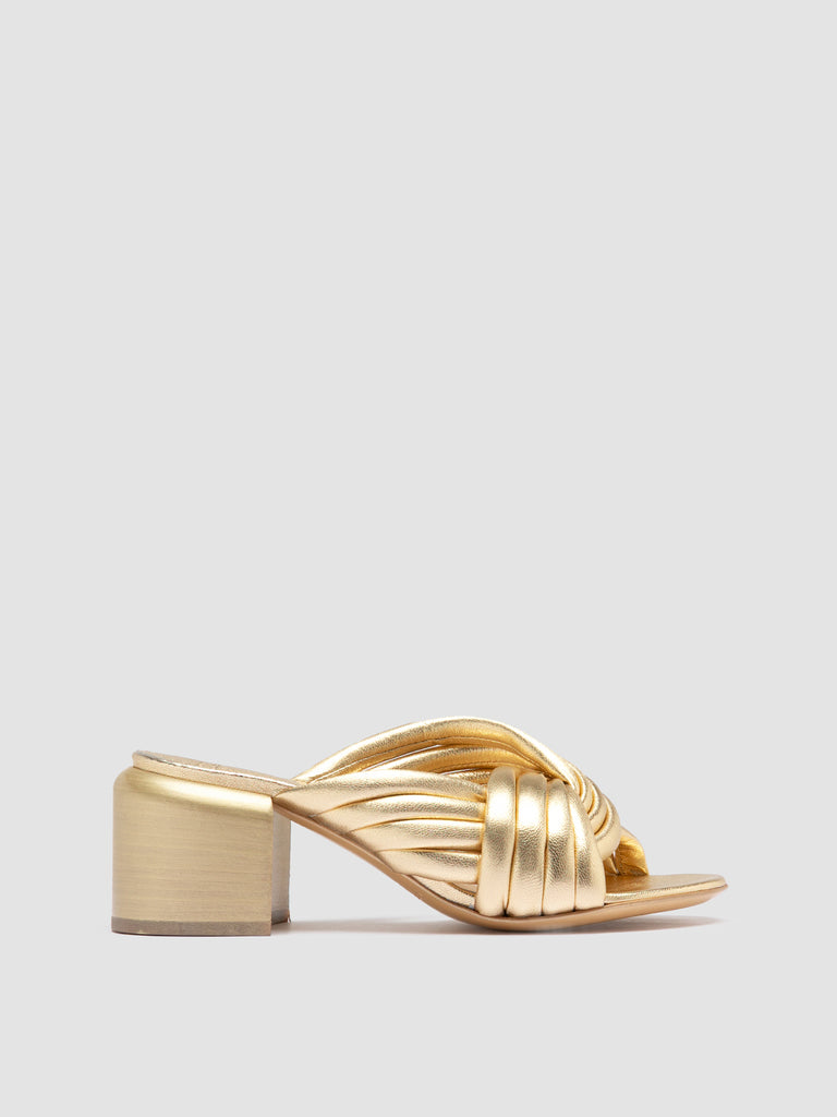 ETHEL 022 - Gold Leather Slide Sandals