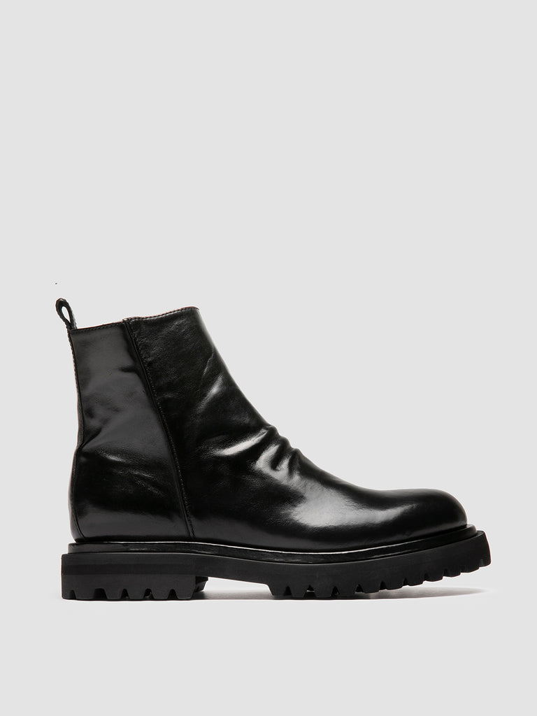 EVENTUAL DD 104 - Schwarze Lederstiefel mit Reißverschluss