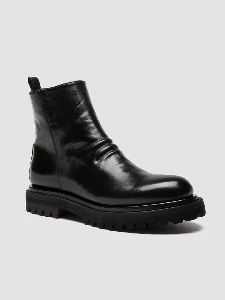 EVENTUAL DD 104 - Schwarze Lederstiefel mit Reißverschluss