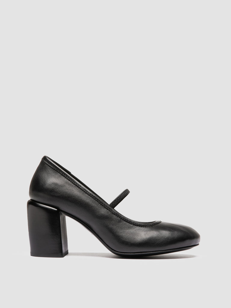 FELICIA 007 - Black Leather Ballerina Shoes