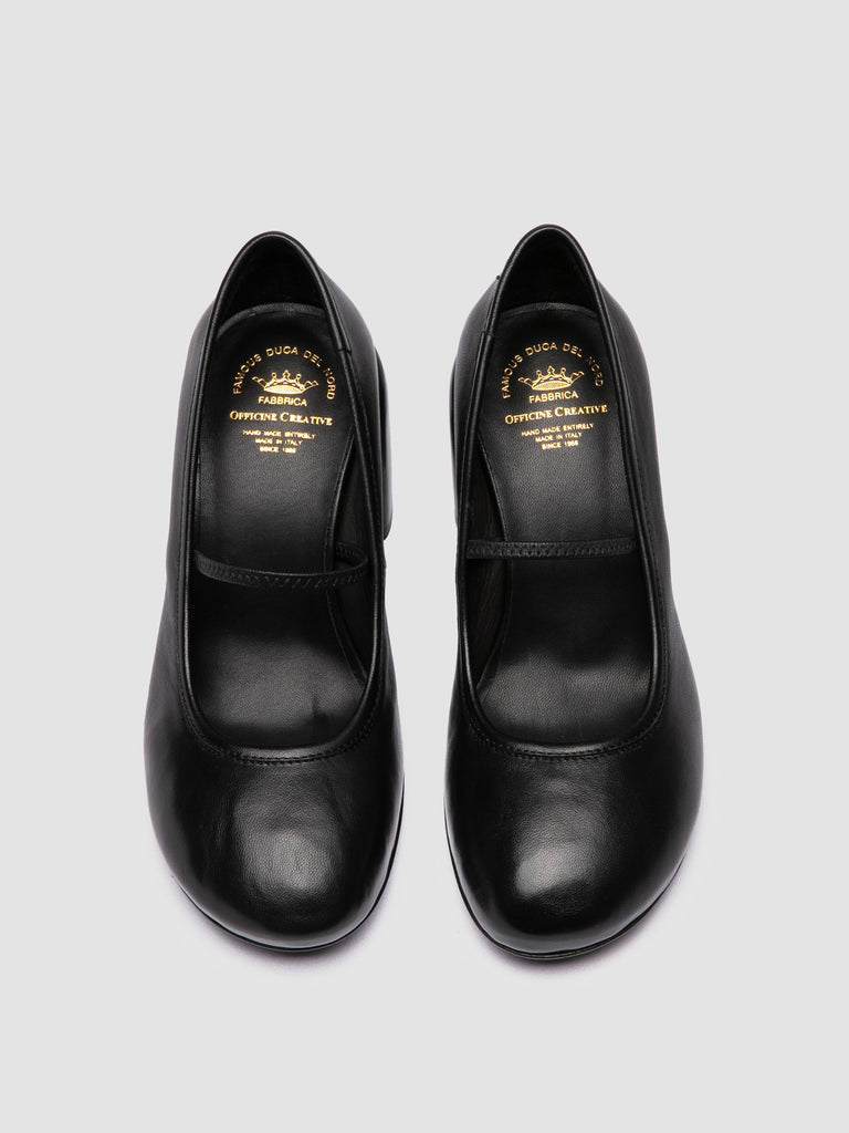 FELICIA 007 - Black Leather Ballerina Shoes