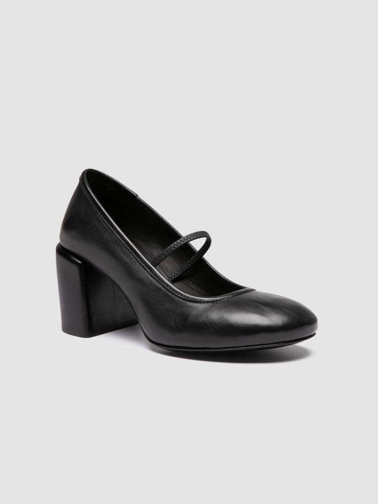 FELICIA 007 - Black Leather Ballerina Shoes