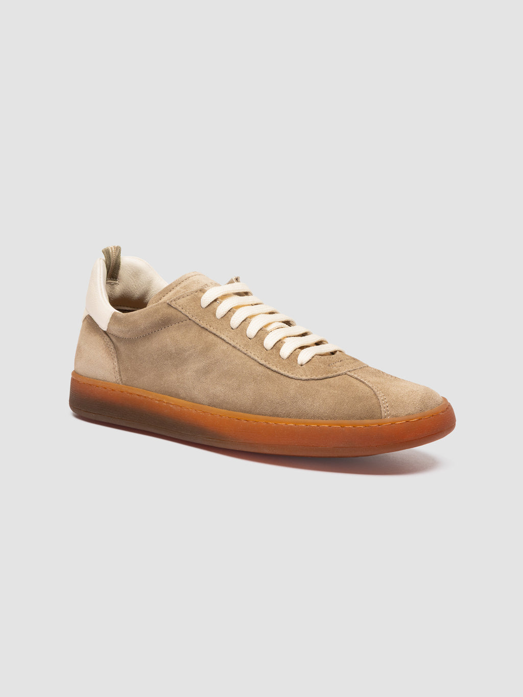 GINNASIO 001 - Beige Leather and Suede Sneakers - image 3,side view