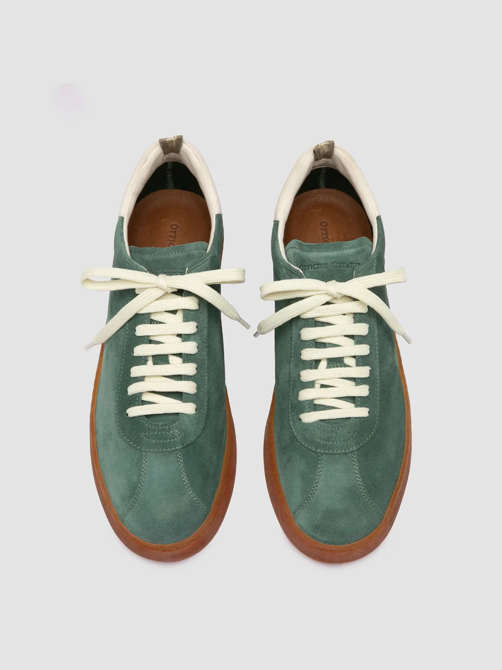 GINNASIO 001 - Green Leather and Suede Sneakers - image 2,side view