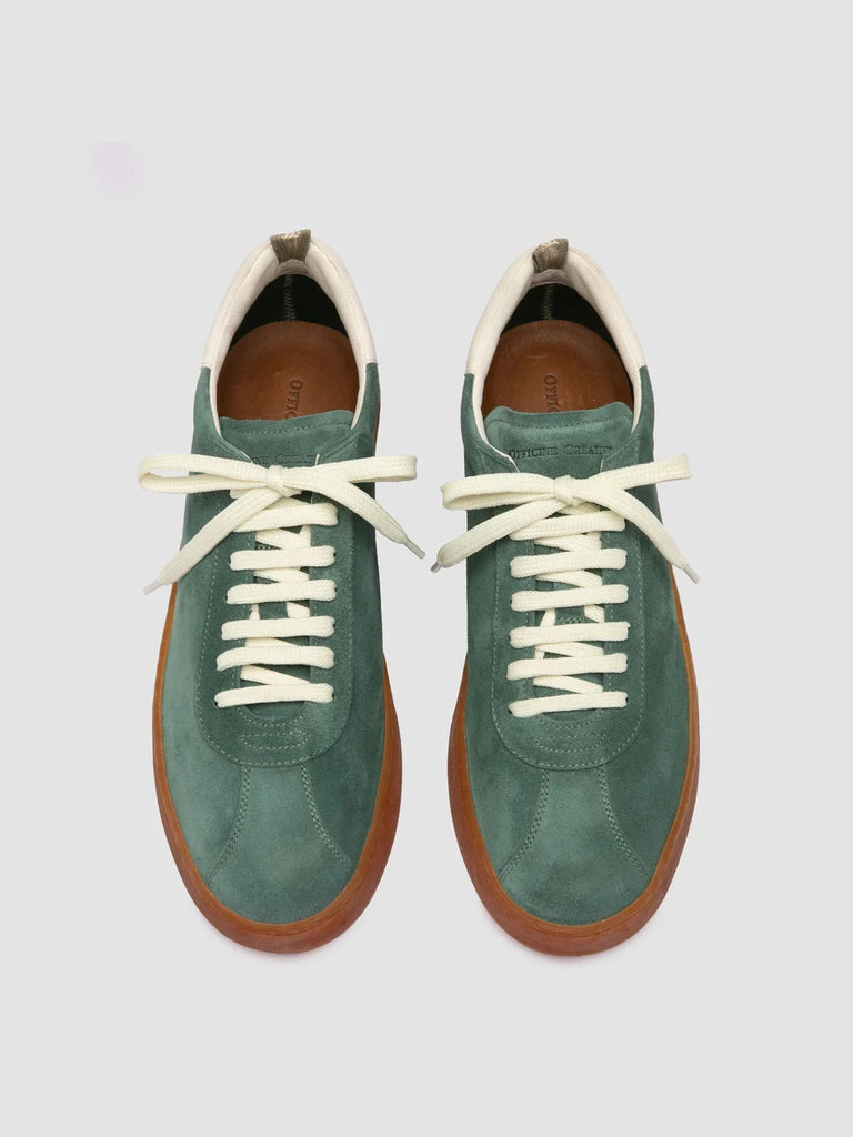 GINNASIO 001 - Green Leather and Suede Sneakers