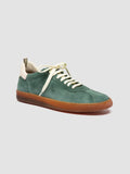 GINNASIO 001 - Green Leather and Suede Sneakers - thumb image 3,side view