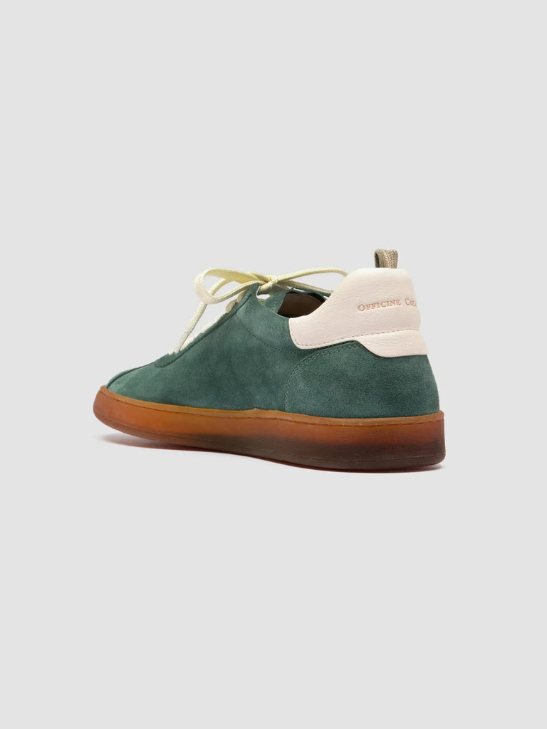 GINNASIO 001 - Green Leather and Suede Sneakers