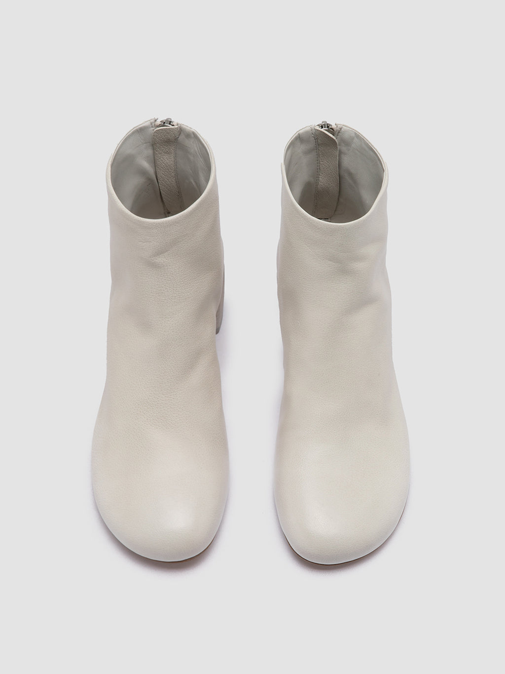 HADRY 001 - White Leather Zipped Boots