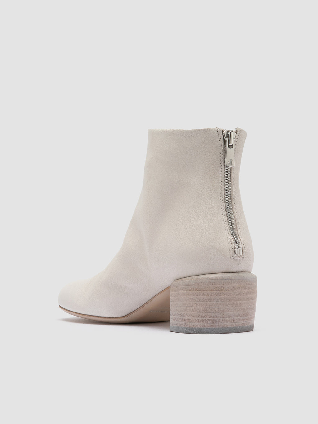 HADRY 001 - White Leather Zipped Boots