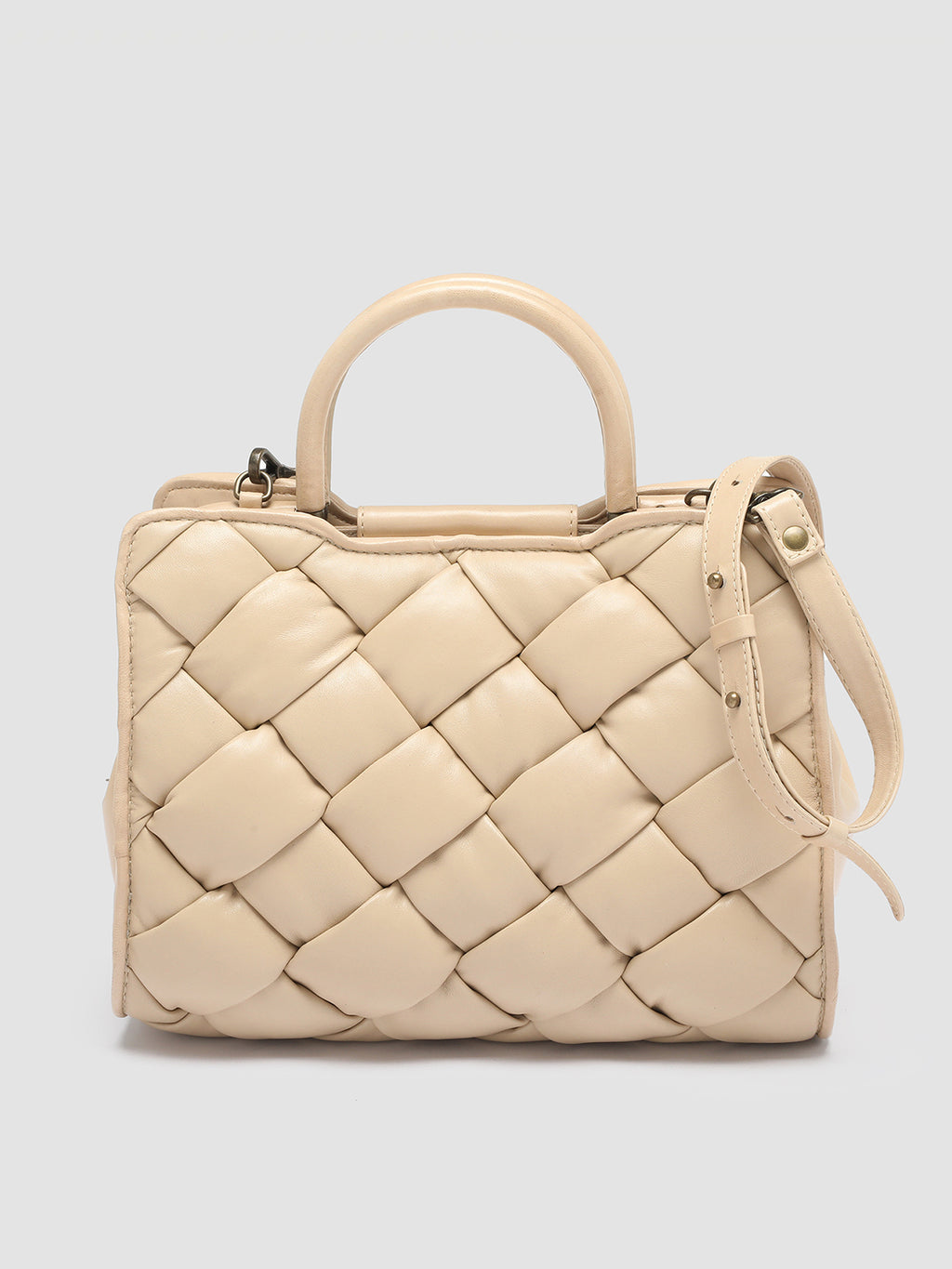 HELEN 025 Massive - Ivory Woven Leather Hand Bag