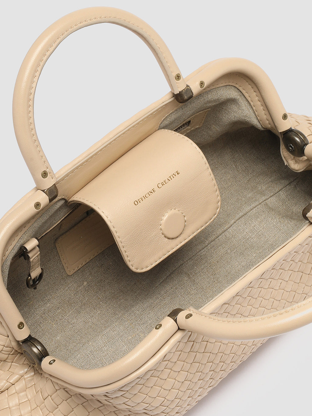 HELEN 21 - Ivory Leather Handle Bag