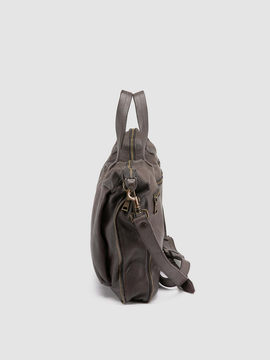 HELMET 046 - Grey Leather Briefcase - image 5,side view