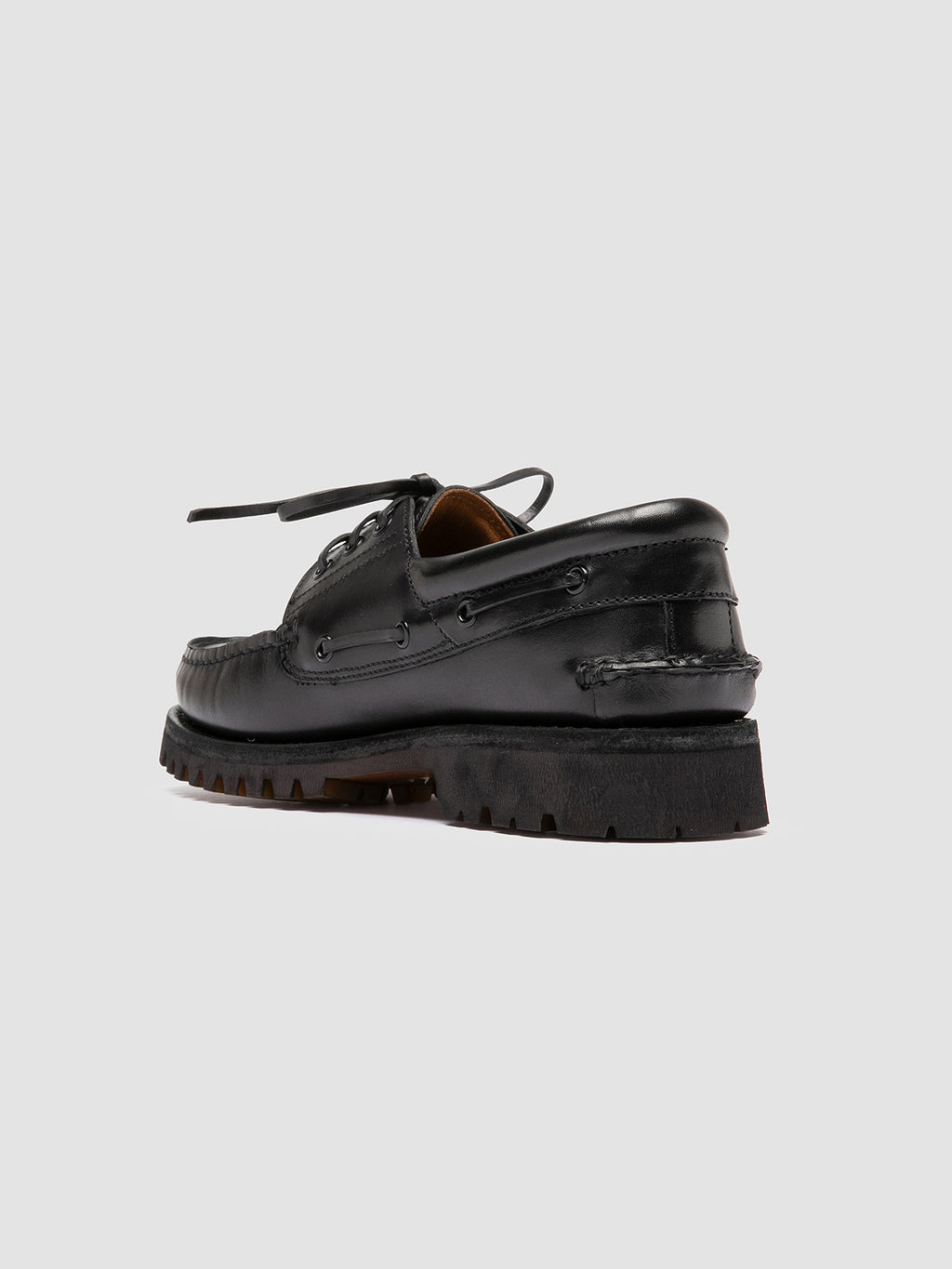 HERITAGE FLEXI 001 - Black Leather Boat Shoes